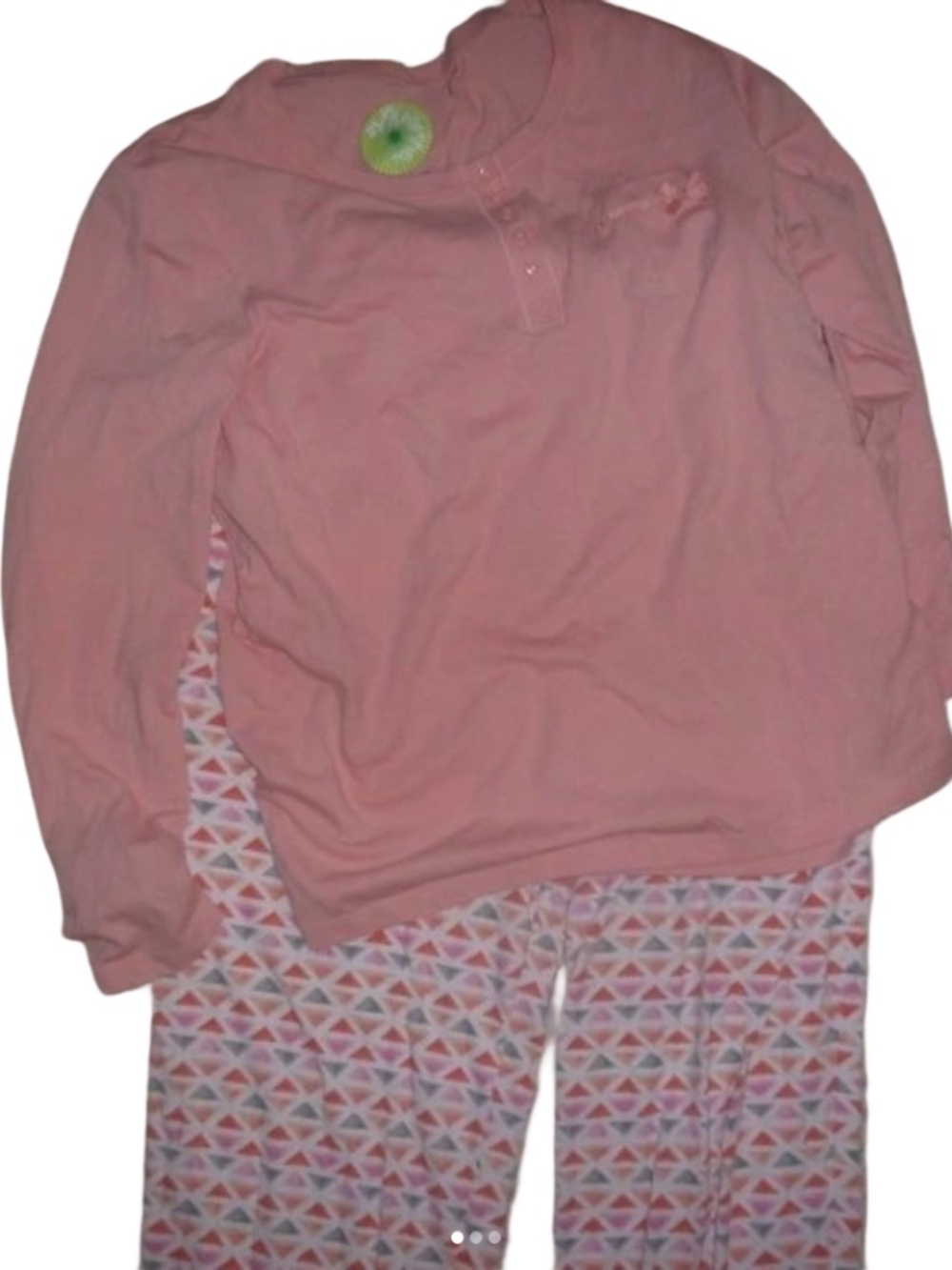 White Orchid Pajama Set, Pink Long Sleeve Top & Printed Geometric Pants, Size M